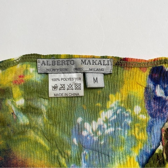 VINTAGE ALBERTO MAKALI semi-sheer v neck stretch crepe top - Picture 2 of 5